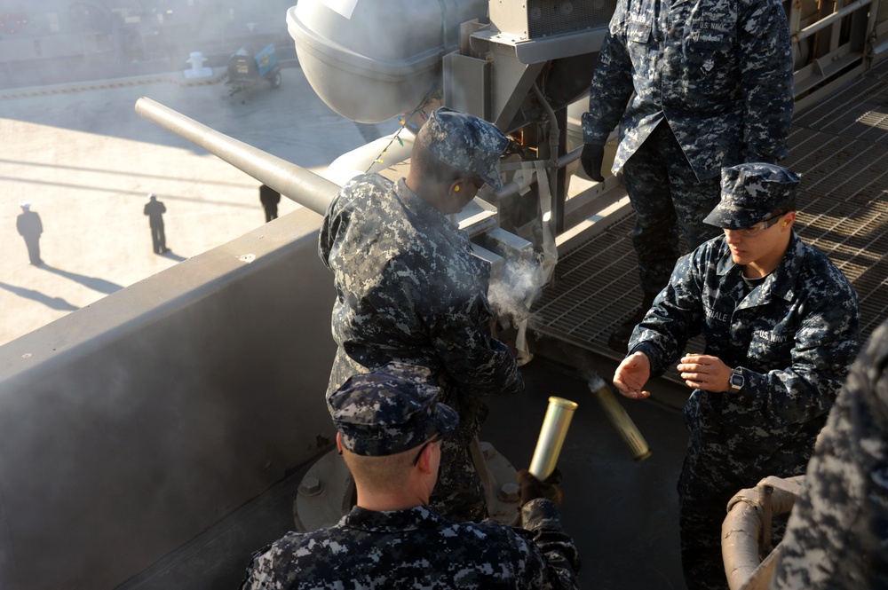 17-gun salute aboard USS Dwight D. Eisenhower