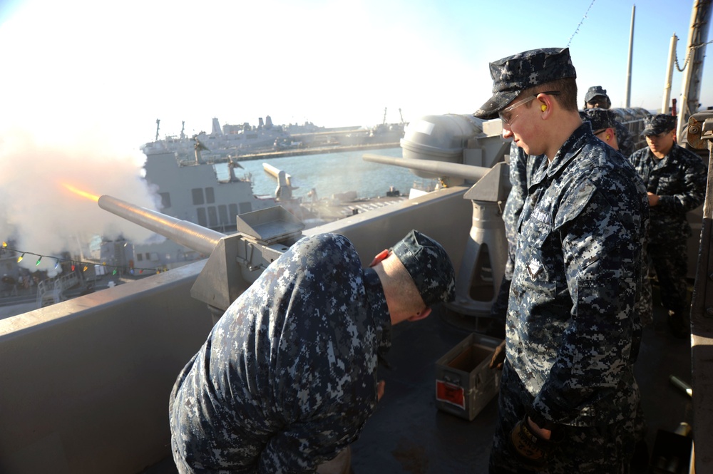 17-gun salute aboard USS Dwight D. Eisenhower