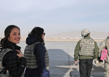 Minka Kelly arrives on Kandahar Airfield