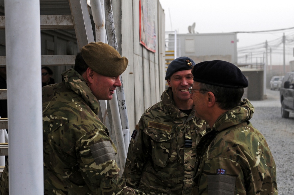 British Chief of Defense Staff greets British service members in Regional Command (South)