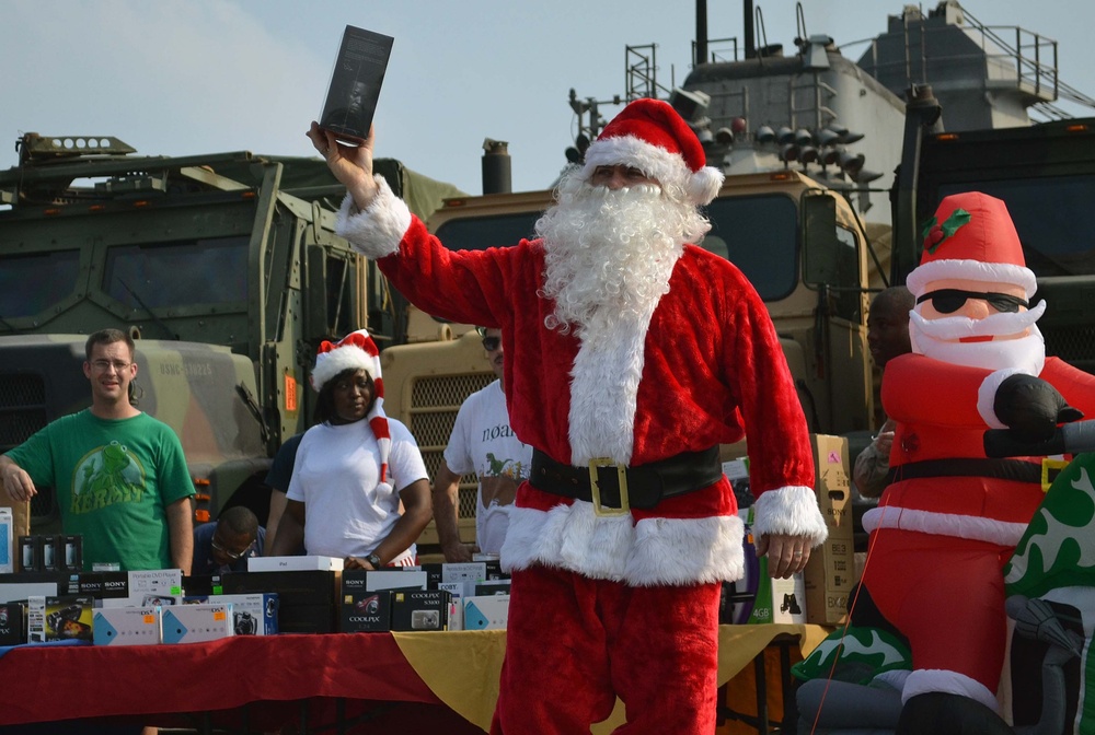 USS Whidbey Island holiday gift exchange