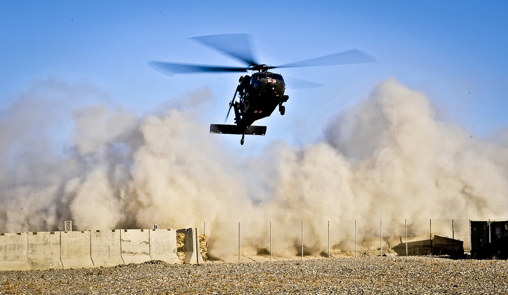 Medical evacuation at Forward Operating Base Shank