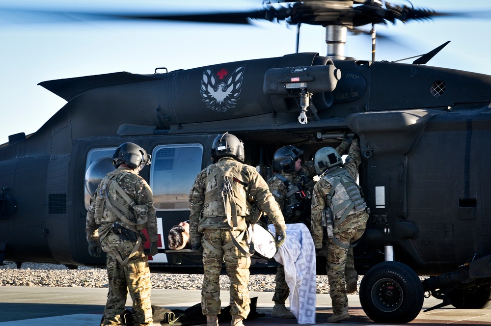 Medical evacuation at Forward Operating Base Shank