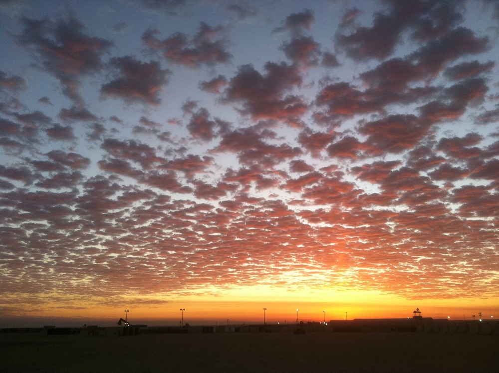 Morning sun rises above Camp Virginia, Kuwait