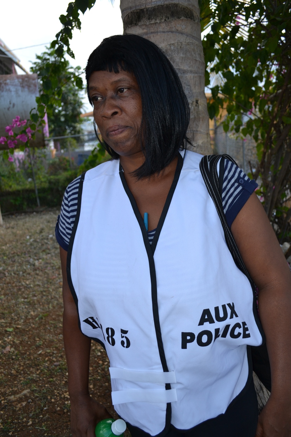 Auxillary police officer keeps a watchful eye