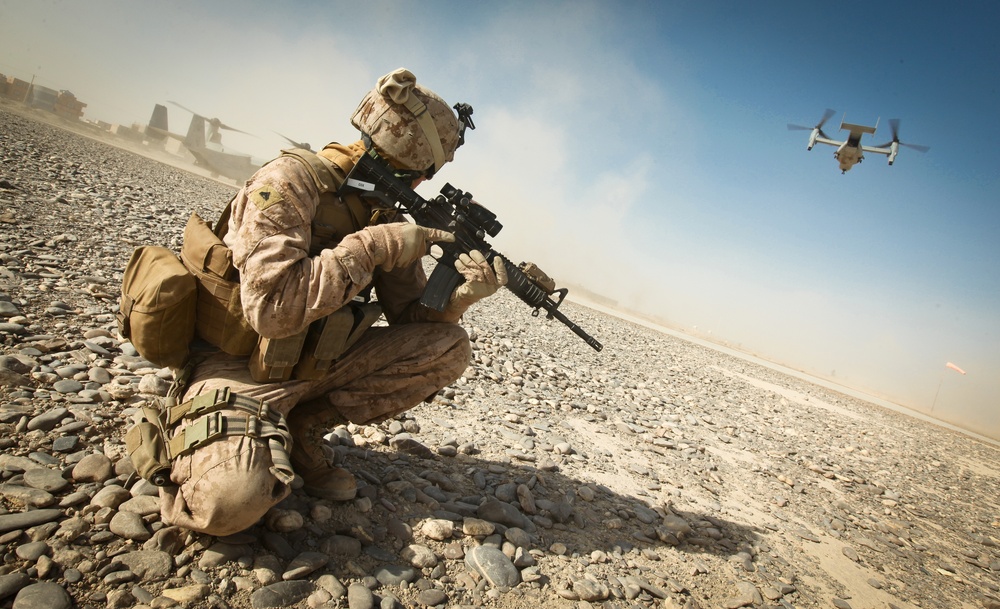 Marines post security in Zaranj, Afghanistan