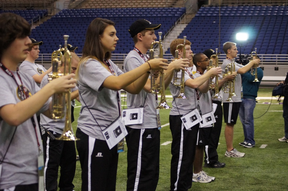AAB band members practice for game