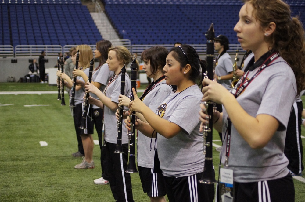 AAB band members practice for game