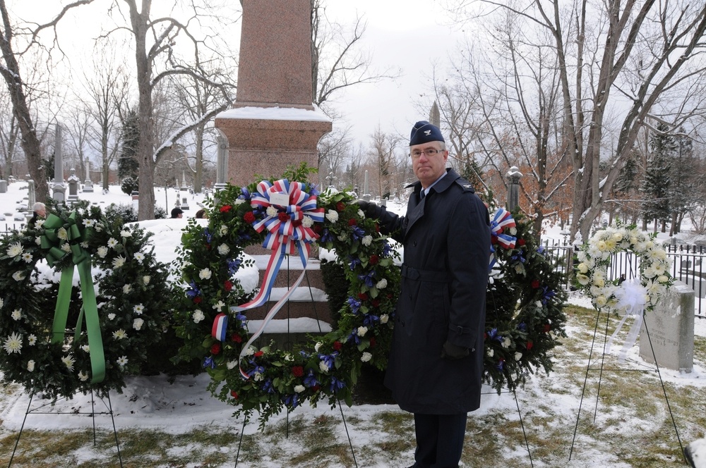 New York Air National Guard officer presents presidential wreath at Millard Fillmore gravesite
