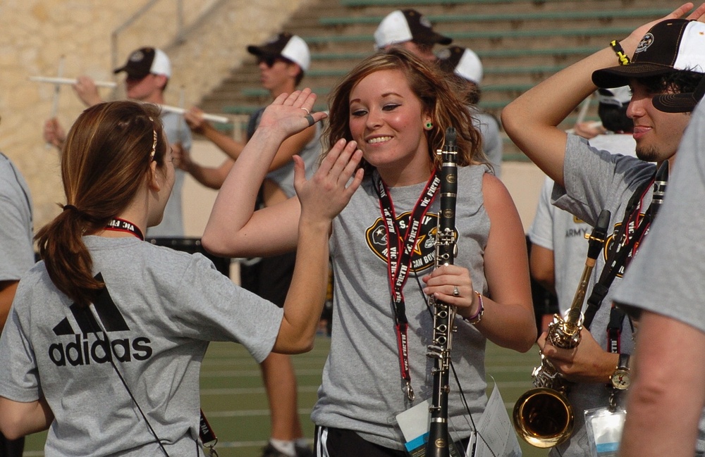Band practice high five