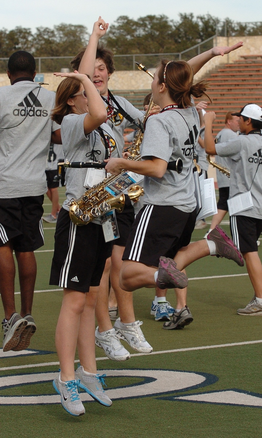 Band practice high five