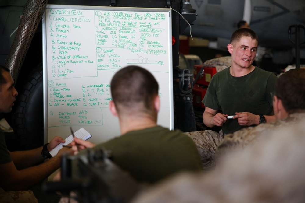 11th MEU Marines conduct weapons handling classes aboard USS Makin Island