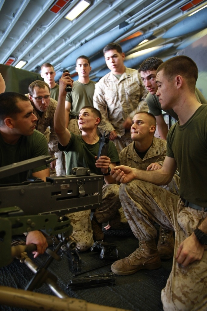 11th MEU Marines conduct weapons handling classes aboard USS Makin Island