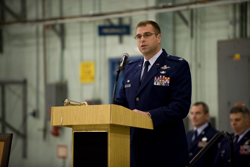 Change of command ceremony for the 158th Fighter Wing commander