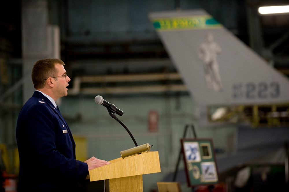 Change of command ceremony for the 158th Fighter Wing commander