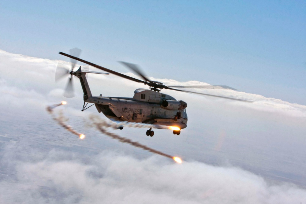 Marine heavy lift helicopters in action over Afghanistan