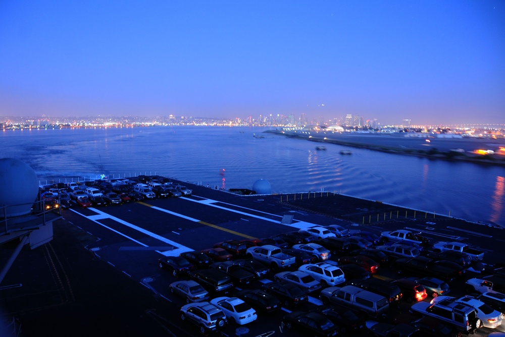 Aircraft carrier USS Ronald Reagan departs its homeport