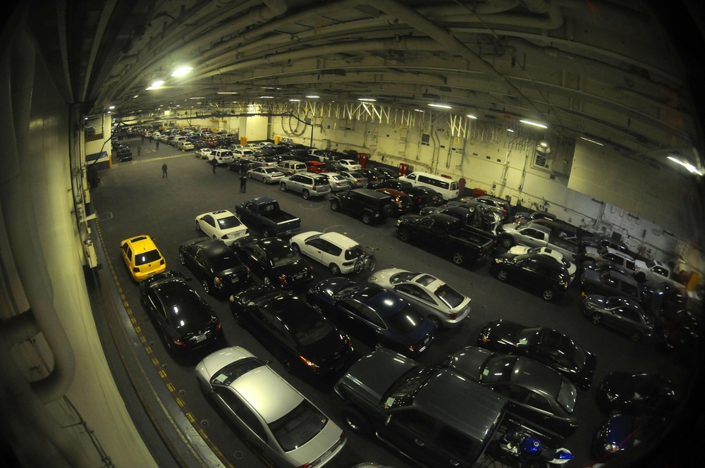 Sailors' cars transported by USS Ronald Reagan