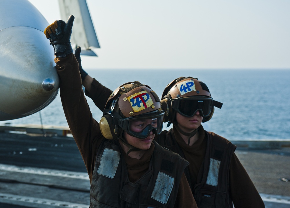 USS John C. Stennis flight deck action