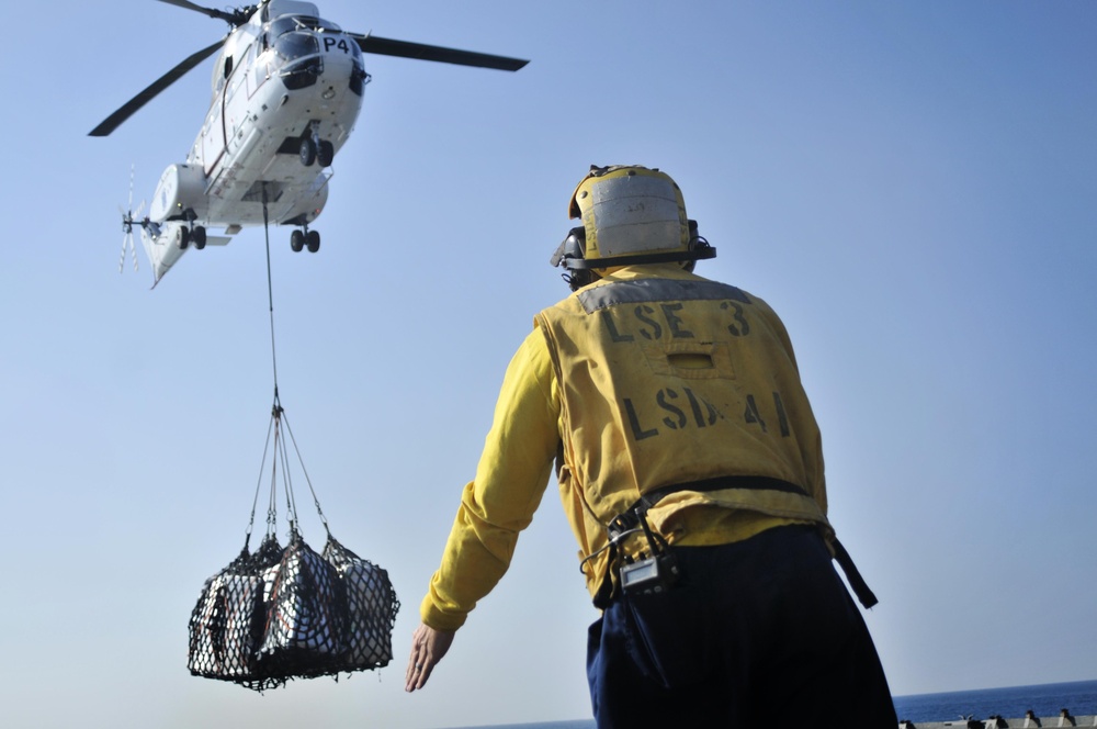 USS Whidbey Island replenishment at sea