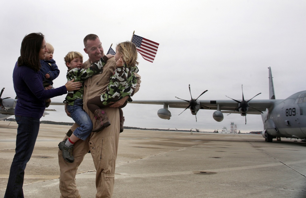 Home just after holidays: Aerial refueling squadron Marines return from 8-month deployment attached to 22nd MEU