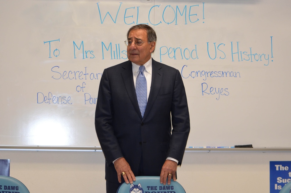 Secretary of Defense visits high school