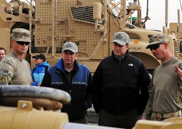 US senators and congressman learn about mine-rollers from Regional Command (South) soldiers