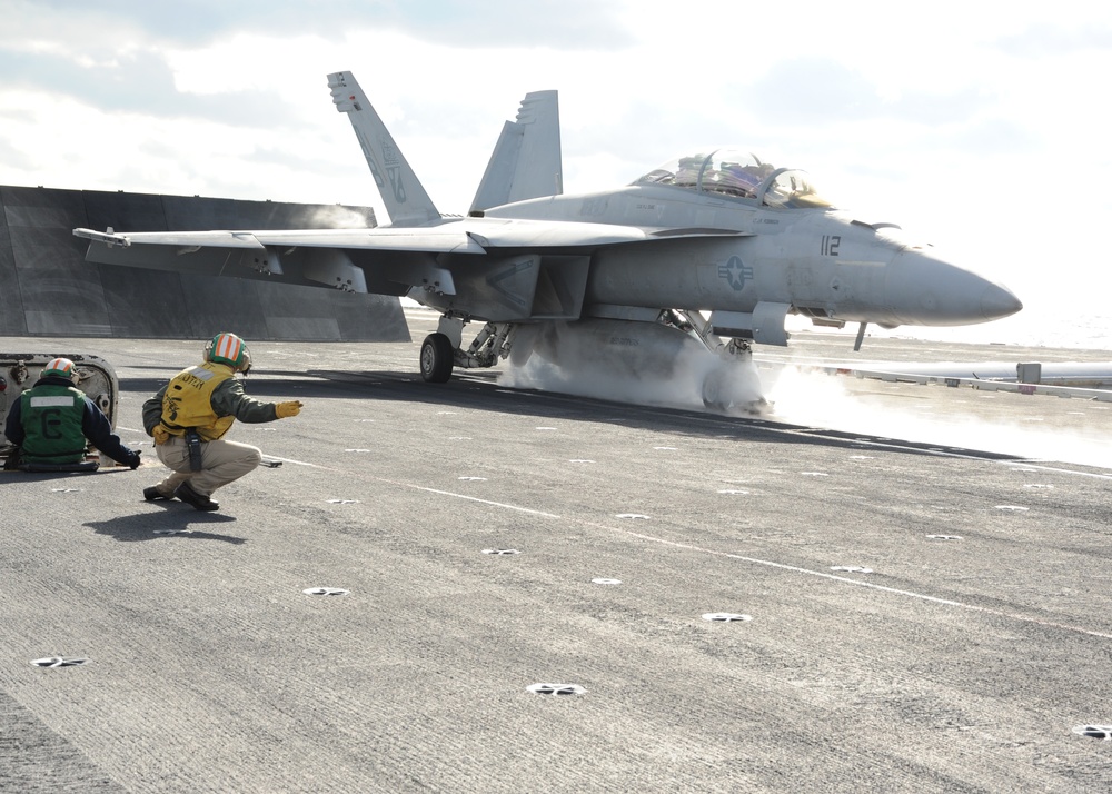 F/A-18F Super Hornet launches aboard USS Enterprise