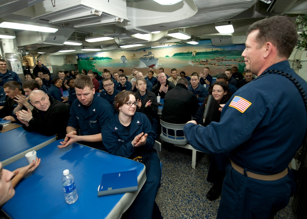 USS James E. Williams master chief addresses junior sailors