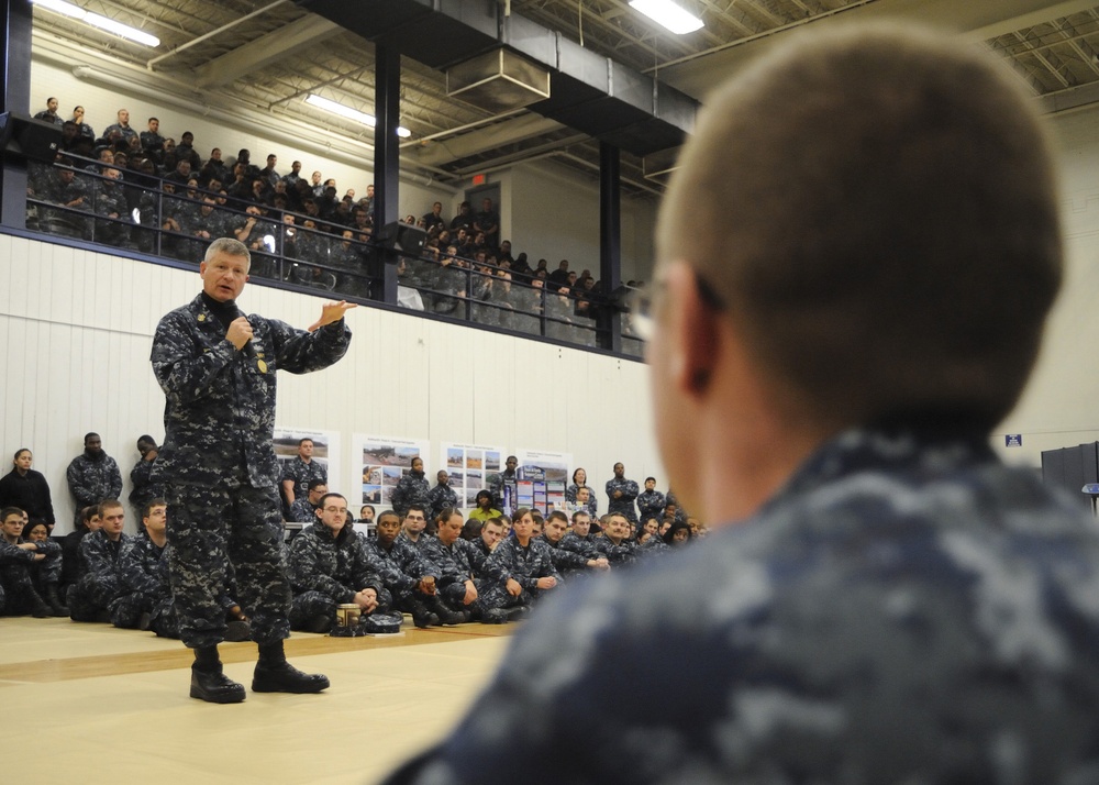 Master Chief Petty Officer of the Navy Rick D. West aboard USS Theodore Roosevelt