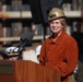 Honorary guest Pat Mills speaks at a Keel Laying Ceremony