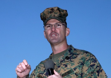 Sergeant major of Cherry Point's largest squadron passes his sword