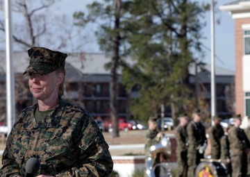 Sergeant major of Cherry Point's largest squadron passes his sword