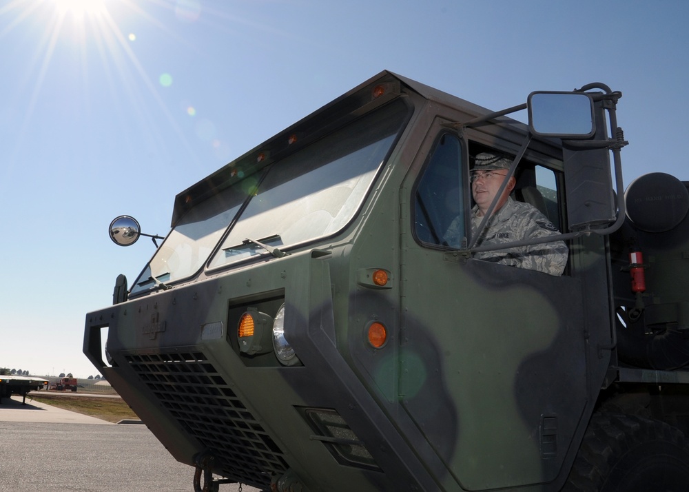 Heavy Expandable Mobility Tactical Trucks used for training