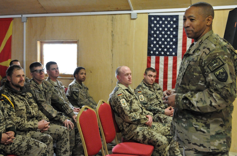 ISAF senior enlisted service member visits troops at Camp Spann