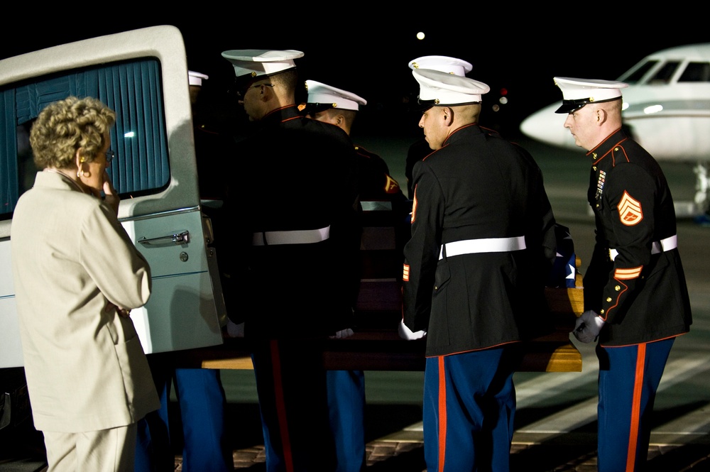 U.S. Marine Corps Cpl. Jon-Luke Bateman returns home