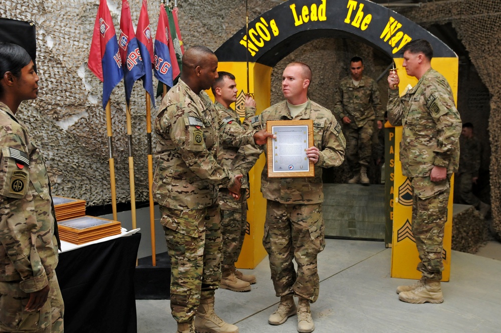 82nd Airborne Division soldier participates in NCO induction ceremony