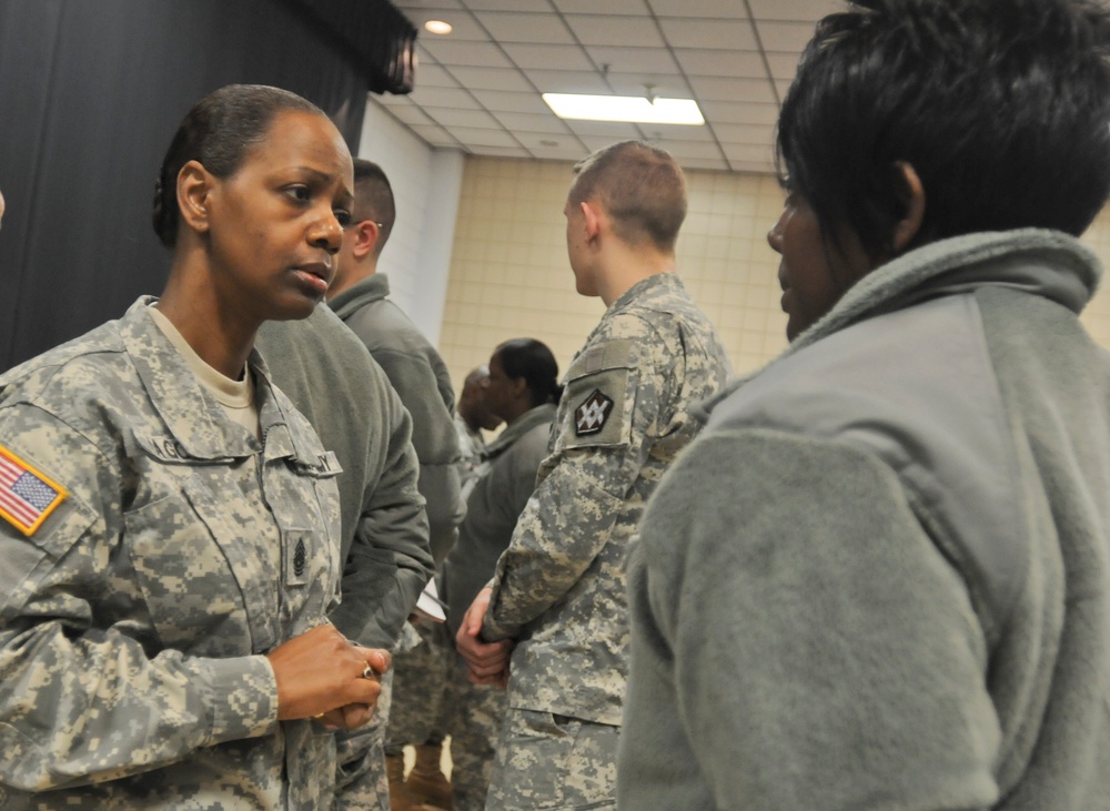 G-1 sergeants majors speak with soldiers about the way ahead