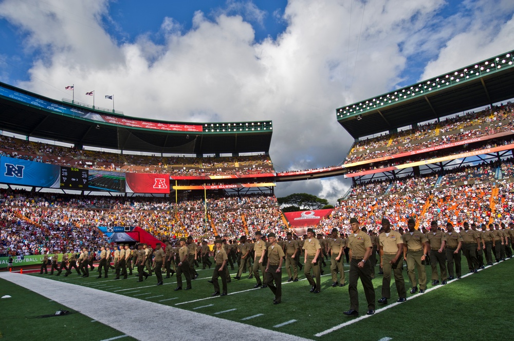 The NFL pays tribute to military service members during the 2012 Pro Bowl