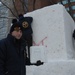Navy Misawa snow sculpture team begins work on "The Lone Sailor" sculpture