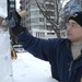 Navy Misawa sailors building 'Lone Sailor' snow sculpture