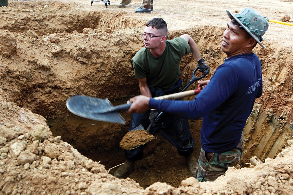 Thai, US engineers construct school foundation, friendship