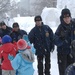 The Navy Misawa snow sculpture team get detail oriented