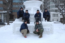 Navy Misawa Snow Sculpture Team completes 'The Lone Sailor'