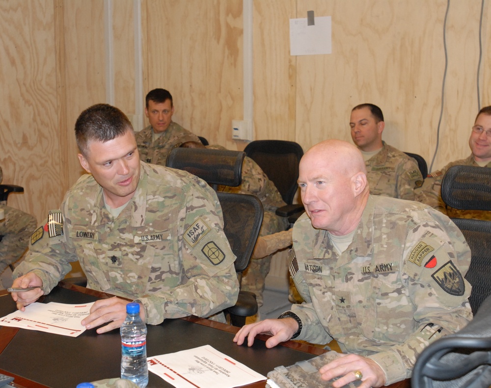 Watson visits the 980th Engineer Battalion