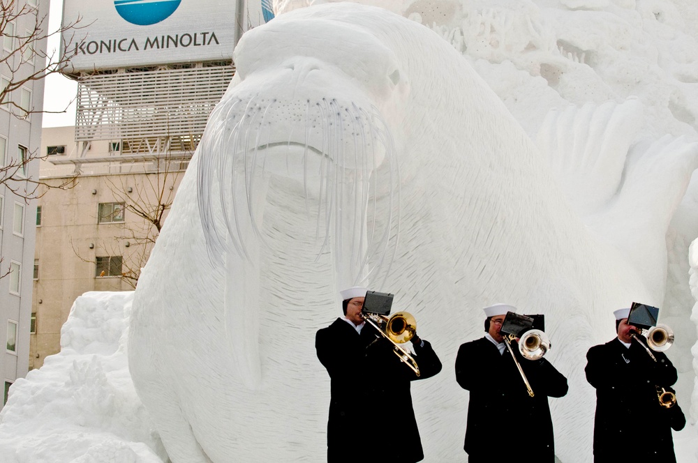 US 7th Fleet band performs at Sapporo Snow Festival
