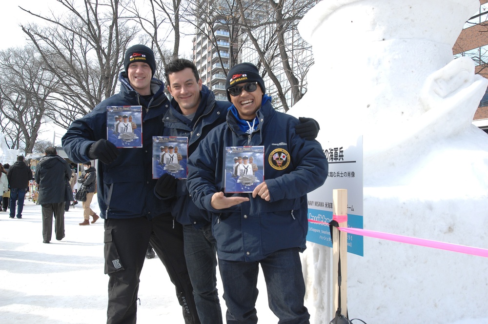 Navy Misawa Snow Sculpture team takes part in Sapporo Snow Festival