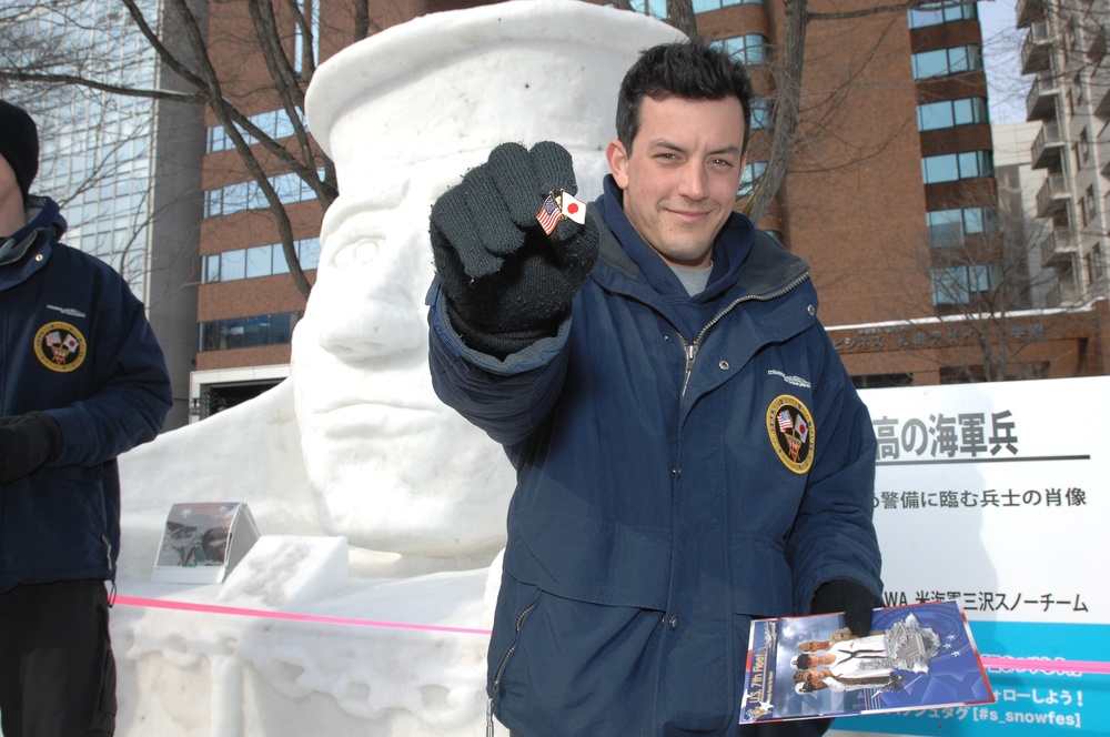 Navy Misawa Snow Sculpture Team takes part in Sapporo Snow Festival