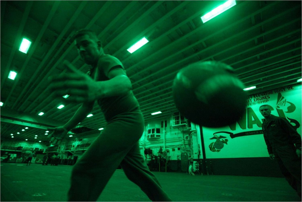 Football aboard the USS Wasp