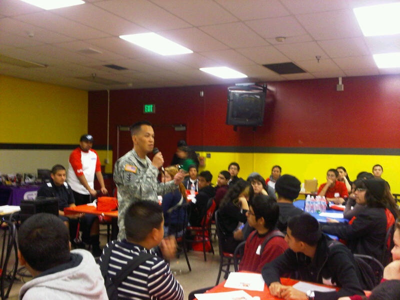 USACE Los Angeles District Commander Col. Mark Toy speaks with STEM students